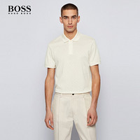 HUGO BOSS雨果博斯男士2021春夏款立体丝光棉常规版型Polo衫 118-白色 EU:XL