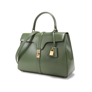 CELINE 思琳 16系列 女士中号缎面牛皮革手袋 187373BEY 15LK 卡其绿色