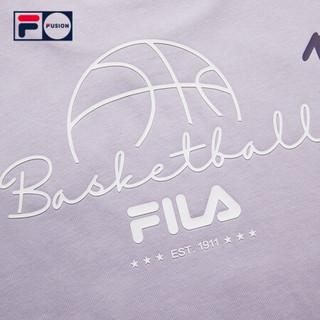 FILA FUSION斐乐 KKi同款女子针织短袖衫2021年春季新款宽松T恤 T11W128103F 香水紫-VT（宽松版型，建议拍小一码） 180/96A/XXL