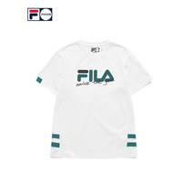 FILA FUSION潮牌男子针织短袖衫2021春夏新款时尚logo圆领宽松T恤 T11M123102 标准白-WT（宽松版型，建议拍小一码） 170/92A/M