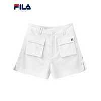 FILA 斐乐官方女士梭织短裤2021夏季新款工装裤宽松运动裤热裤 F11W123891标准白-WT 155/58A/XS