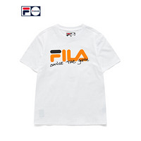 FILA 斐乐 FUSION斐乐女子针织短袖衫2021夏新款简约时尚圆领T恤上衣 标准白-WT 160/80A/S