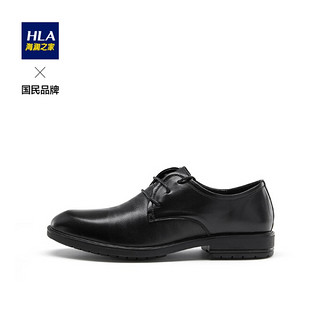 HLA海澜之家圆头系带工装鞋低跟舒适透气正装皮鞋男HSXSD3R035A 黑色花纹35 38