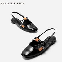 CHARLES＆KEITH单鞋女CK1-70380658秋季甜美风绳结玛丽珍平底鞋 黑色 37