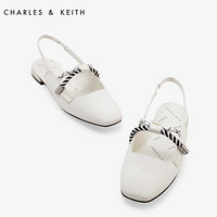 CHARLES＆KEITH单鞋女CK1-70380658秋季甜美风绳结玛丽珍平底鞋 CK1-70380658 白色 35