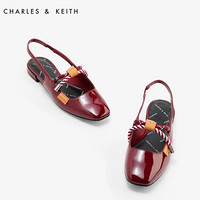 CHARLES＆KEITH单鞋女CK1-70380658秋季甜美风绳结玛丽珍平底鞋 红色 36
