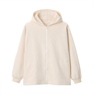 無印良品 MUJI 無印良品   Labo 男女通用 高密度编织 毛圈 拉链连帽衫 象牙色 XXS-XS