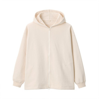 無印良品 MUJI 無印良品   Labo 男女通用 高密度编织 毛圈 拉链连帽衫 象牙色 XXS-XS