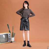 La Chapelle【乘风破浪的姐姐推荐】拉夏贝尔旗下新款亮面中长包臀半裙 S 黑色