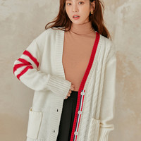 韩都衣舍2021春新款外穿上衣开衫外套宽松毛衣针织衫女NG10449