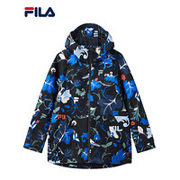 FILA 斐乐官方男士运动外套2021春季新款印花满印连帽外套男 传奇蓝-ZA 190/108A/XXXL