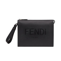 FENDI芬迪男包手拿包同色异调手绘FENDI ROMA字样烫印拉链开合时尚休闲 黑色