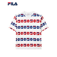 FILA 斐乐官方 男士短袖T恤2021夏季新款运动时尚满印男子短袖T恤 F51M128154F 标准白-WT 175/96A/L