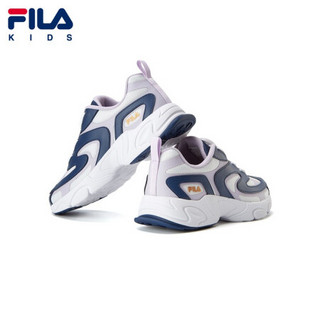 FILA KIDS 斐乐儿童中大童2021年春季新款时尚童鞋休闲运动鞋 斐乐白/粉兰紫-BP 33码/内长20.5cm