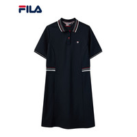 FILA（斐乐）官方连衣裙女子2021年夏季新款翻领长款休闲时尚运动长裙 F11W121310F 传奇蓝-NV 180/96A/XXL