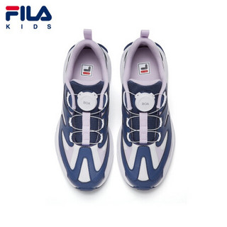 FILA KIDS 斐乐儿童中大童2021年春季新款时尚童鞋休闲运动鞋 斐乐白/粉兰紫-BP 33码/内长20.5cm