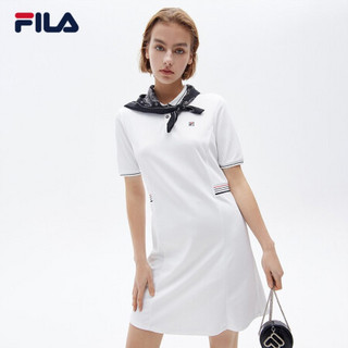 FILA（斐乐）官方连衣裙女子2021年夏季新款翻领长款休闲时尚运动长裙 F11W121310F 标准白-WT 170/88A/L