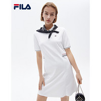 FILA（斐乐）官方连衣裙女子2021年夏季新款翻领长款休闲时尚运动长裙 F11W121310F 标准白-WT 170/88A/L