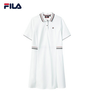 FILA（斐乐）官方连衣裙女子2021年夏季新款翻领长款休闲时尚运动长裙 F11W121310F 标准白-WT 170/88A/L