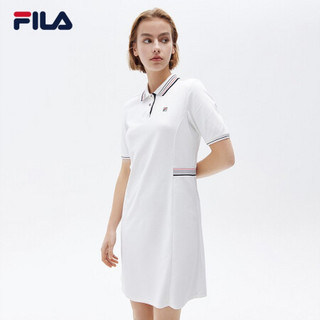 FILA（斐乐）官方连衣裙女子2021年夏季新款翻领长款休闲时尚运动长裙 F11W121310F 标准白-WT 170/88A/L