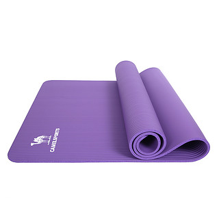 骆驼瑜伽垫女初学者加厚加宽加长地垫健身垫瑜珈垫子家用防滑运动（10mm(初学者)、紫色，183*61cm）