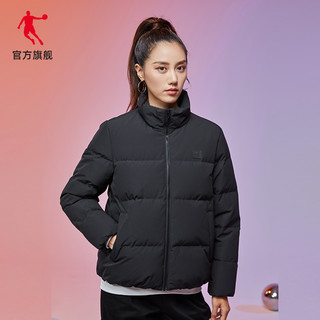 乔丹运动羽绒服女2020冬季新款女士短款加厚保暖休闲保暖运动外套（165/M、乔丹白（白鸭绒））