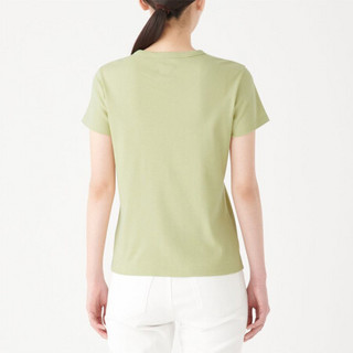 无印良品 MUJI 女式 双罗纹编织 圆领短袖T恤 淡绿色 S