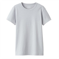 無印良品 MUJI 無印良品 女式 双罗纹编织 圆领短袖T恤 浅银灰色 XS