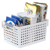 Younal 友耐 厨房收纳篮塑料镂空收纳筐子桌面零食水果杂物收纳盒浴室储物篮子 宽型小号-米色