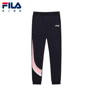 FILA KIDS 斐乐儿童中大童女童针织长裤2021春季新款运动长裤 D72-NV 130