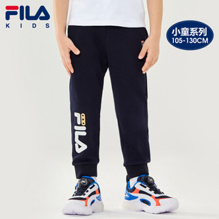 FILA KIDS 斐乐儿童小童男长裤2021春季新款休闲印花束脚裤卫裤 传奇蓝-NV 110cm