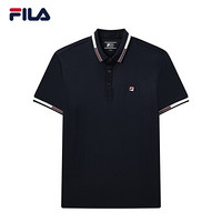 FILA 斐乐 官方男子短袖polo衫 2021年夏季新款时尚立领短袖男经典 传奇蓝-NV