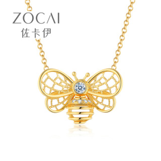 花丝蜜蜂 18k金彩金钻石锁骨链珠宝首饰钻石吊坠 蜜蜂钻石项链-定制