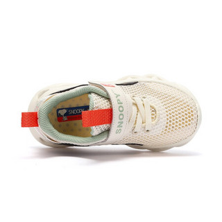 史努比童鞋男童运动鞋 2021夏季新款时尚防滑跑步鞋单网透气鞋 米色 28码内长约176mm