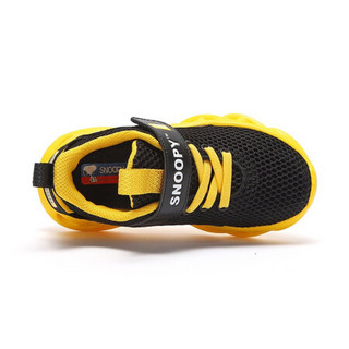 史努比童鞋男童运动鞋 2021夏季新款时尚防滑跑步鞋单网透气鞋 黑色 36码内长约228mm