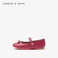 CHARLES＆KEITH2021春季CK9-71700081蝴蝶结饰儿童平底玛丽珍鞋 Fuchsia紫红色 31