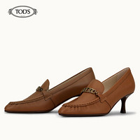 托德斯 TOD'S 2021早春新品 经典女士牛皮高跟鞋休闲英伦风 棕色 40.5