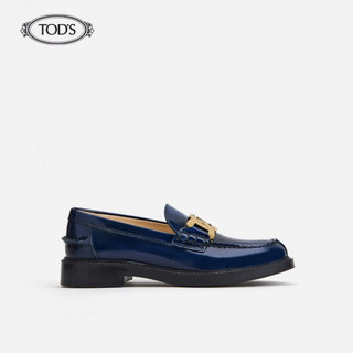 TOD'S 2021早春新品 女士牛皮乐福鞋休闲皮鞋 蓝色 39