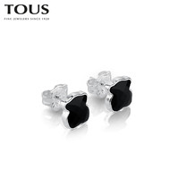 TOUS/桃丝熊谭松韵同款925银刻面黑玛瑙小熊耳钉简约耳环女