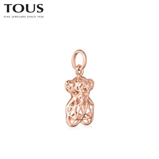 tous桃丝熊sketxlineag100周年小熊玫瑰金色小号925银吊坠