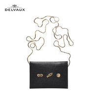DELVAUX Magritte系列 限量版男女短款链条卡包卡夹 黑色