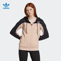 阿迪达斯官网 adidas 三叶草 TT Hooded 女装运动连帽外套 FI1479 活力粉/黑色 36