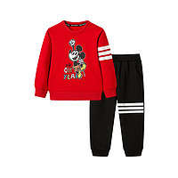迪士尼童装21春装儿童运动套装时尚针织卡通男童套装 130 红色