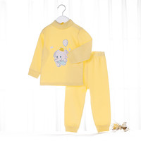 春季新品男女童高领套装婴幼家居服儿童内衣宝宝秋衣秋裤套装 203T218915  黄色 12个月/身高80cm