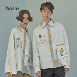 bosie 潮牌衬衫男情侣款衬衣男长袖女小王子联名潮流白色秋季2179（L、白色）