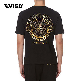 EVISU 19SS 男士家纹印花短袖T恤 1ESGNM9TS575XX（M、黑色）