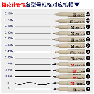 SAKURA 樱花 日本樱花防水针管笔绘图勾线笔动漫绘图笔设计草图笔描边描线设计手绘漫画简笔画专用绘图画画笔套装（（0.6mm）樱花针管笔10）