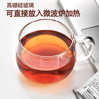 早餐杯牛奶杯燕麦微波炉杯子玻璃水杯马克杯花茶杯咖啡杯玻璃杯（350ml圆润+木勺+玻璃盖）