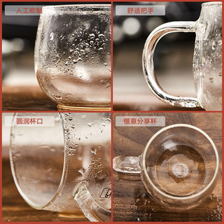 早餐杯牛奶杯燕麦微波炉杯子玻璃水杯马克杯花茶杯咖啡杯玻璃杯（350ml圆润+木勺+玻璃盖）