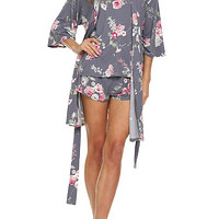 Floral 3-Piece Pajama & Robe Set